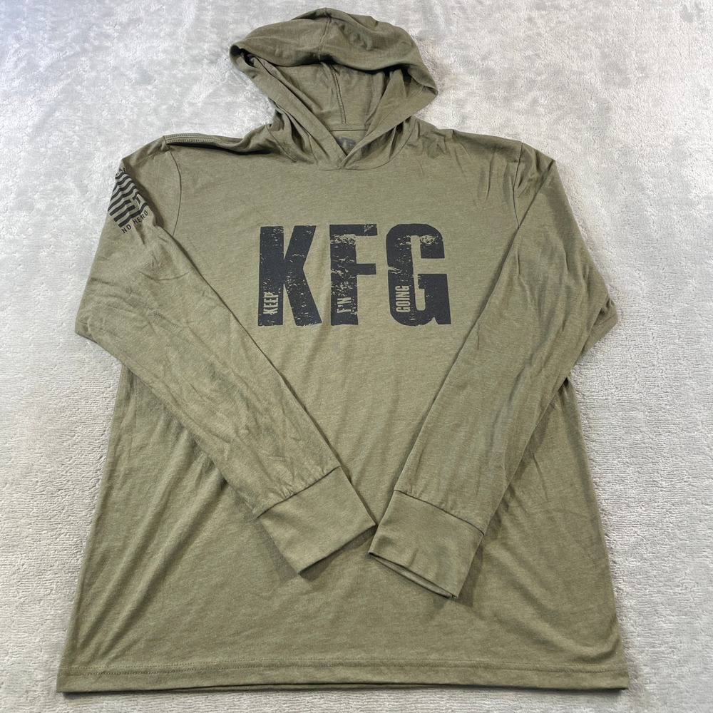 Til Valhalla Project Hoodie Shirt Mens Large Green Keep Fn Moving Lightweight